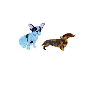 Dog‎ Hair Clips Dachshund French Bulldog Tortoiseshell Acrylic Fashion Accessory